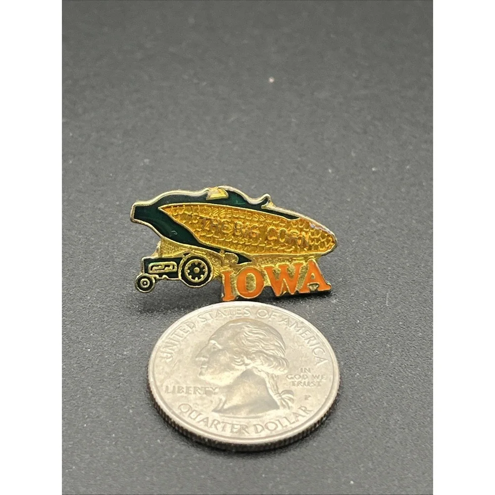 Vintage State‎ Of Iowa The Big Corn Tractor Lapel Hat Pin